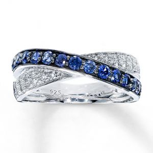 Kay Jewelers Lab-Created Sapphire Ring Round-cut Sterling Silver- Sapphire.jpg